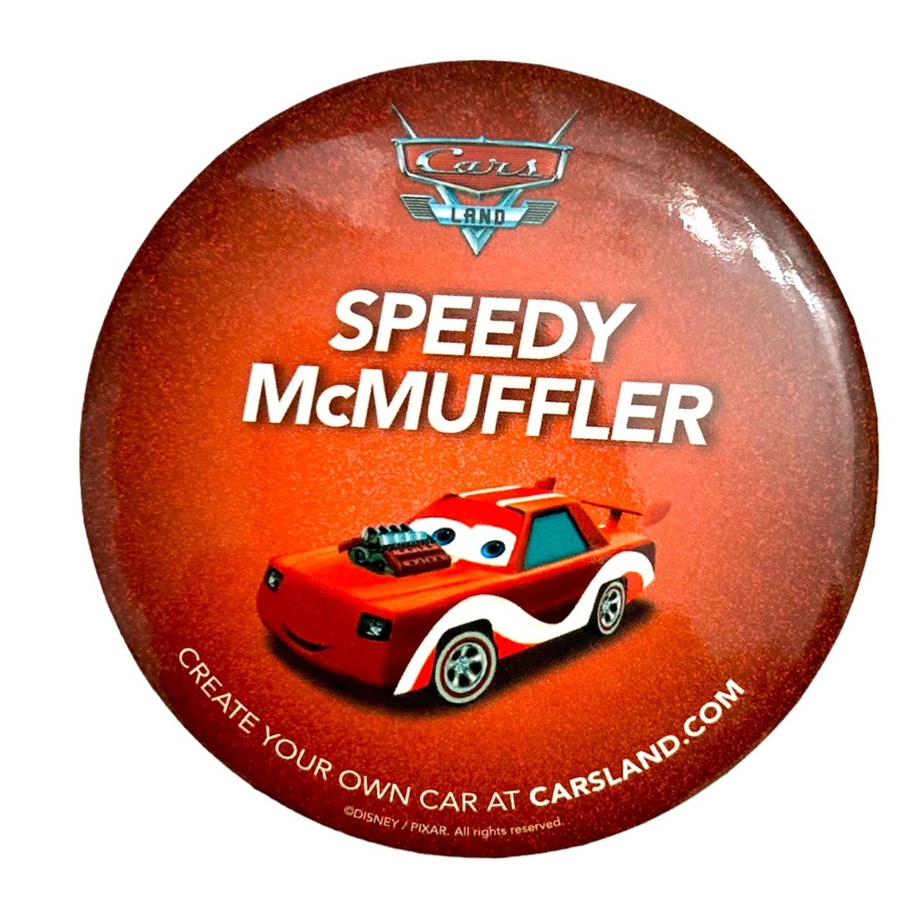 Disney Pixar Cars Land Red Speedy McMuffler Button